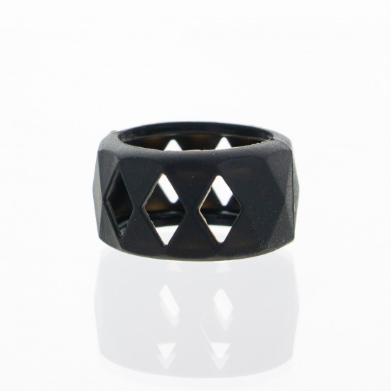 BAGUE SILICONE BUBBLE LOSANGE NOIR